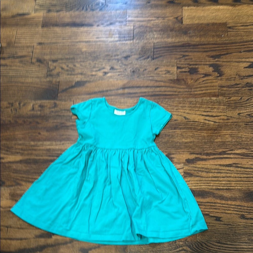 Short sleeved teal kids Hanna Andersson dress size 4